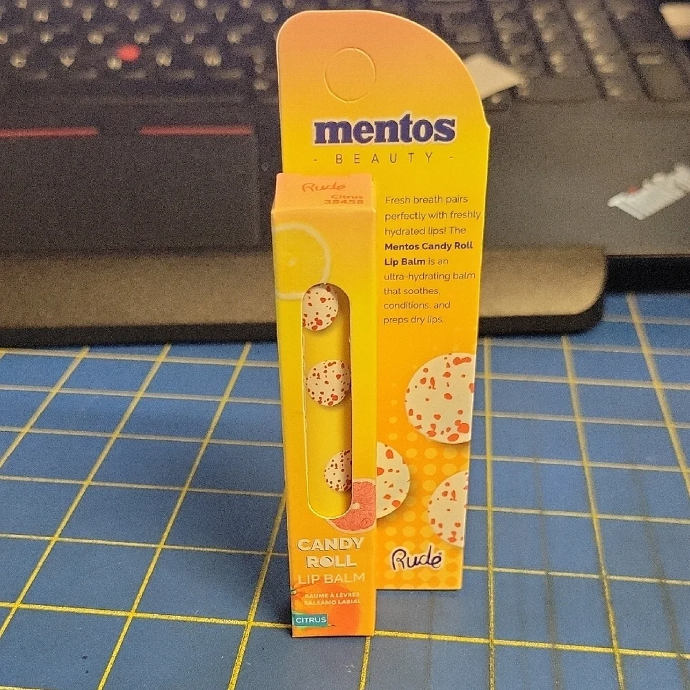 Mentos Rude Beauty Candy Roll Lip Balm 38458 Citrus 1.8g New In Box